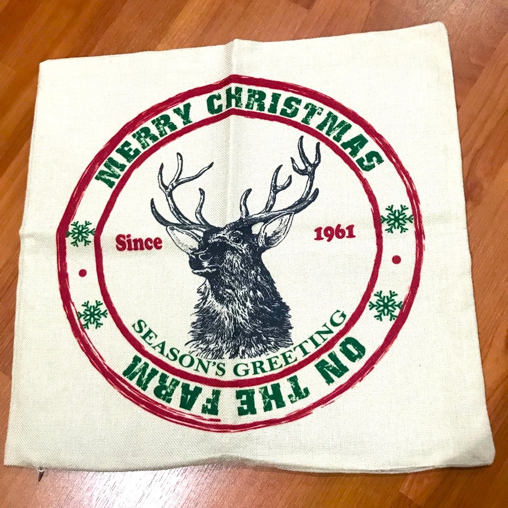 Vintage Reindeer Christmas Pillow Cover